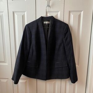 Kasper Women’s Plaid with Leather Trim Pockets Suit Jacket